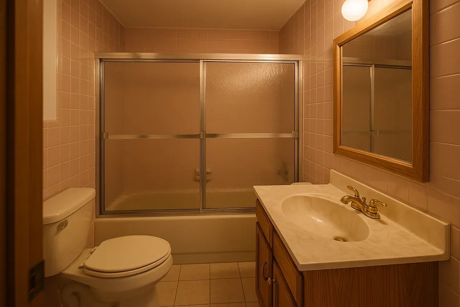A dated 1980s bathroom before remodeling